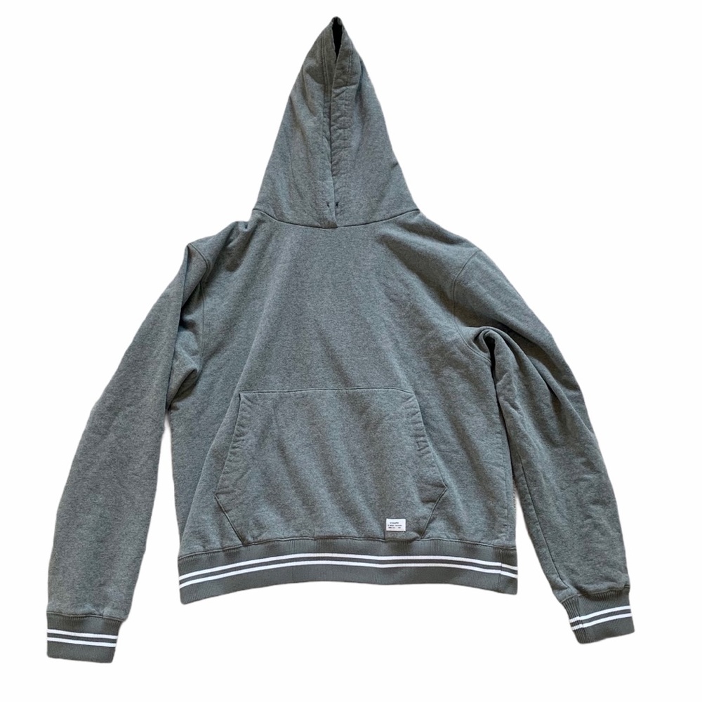 Stampd Hoodie Men’s XL Sweatshirt LA Varsity Stripe Gray White Pocket Logo Comfy